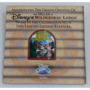 Disney Pin Mickey & Minnie Mouse Villas at Wilderness Lodge DVC Exclusive 2001